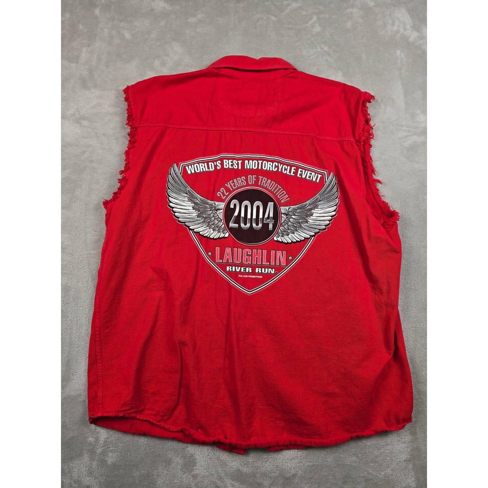 Vintage Laughlin River Run Biker Vest‎ Mens XXL Red 2004 Motorcycle Sleeveless
